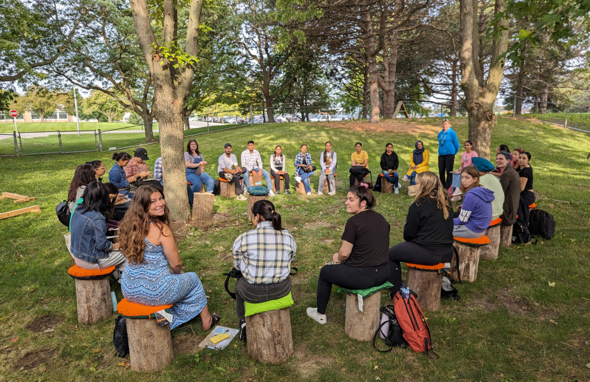 ECE class outdoors